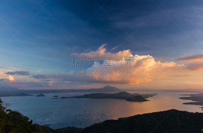 塔尔湖,水平画幅,无人,蓝色,菲律宾,户外,湖,马尼拉,云景,火山