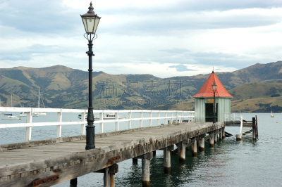 码头,古老的,akaroa,水平画幅,海港,运河,户外,灯,船,渔夫