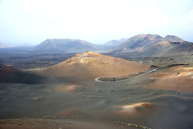 兰萨罗特岛,火山地形,timanfaya national park,火山喷口,水平画幅,沙子,无人,大西洋群岛,夏天,户外