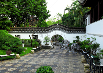 东方石景花园,天空,禅宗,公园,艺术,水平画幅,墙,符号,古老的,户外