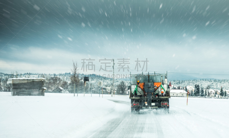 暴风雨,雪,盐,冬天,扫雪车,卡车,白昼,在活动中,服务,生长