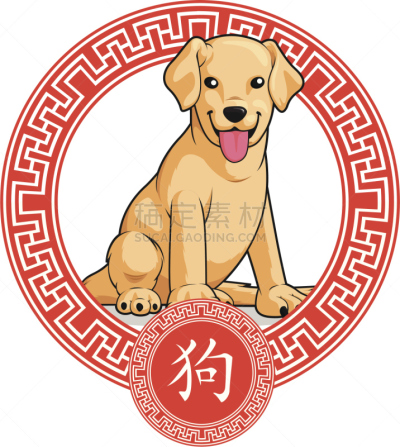 十二生肖,狗,动物,中文,汉字,边框,绘画插图,符号,性格,东亚