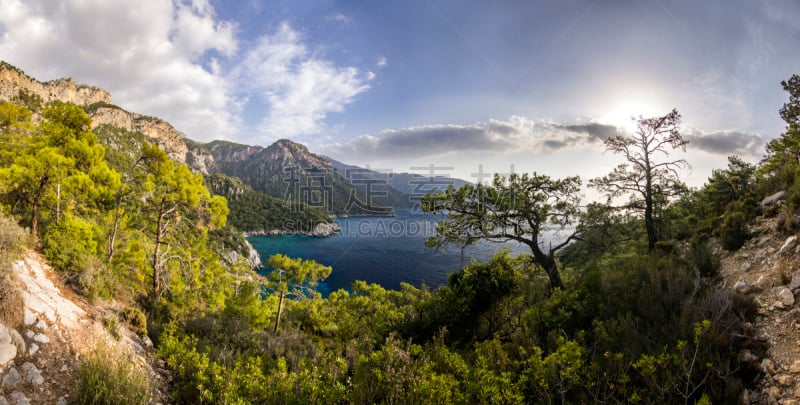 山,地中海,风景,天空,美,水平画幅,沙子,夏天,户外,俄鲁丹尼斯