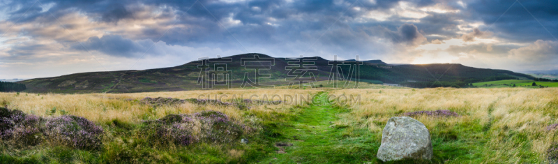 全景,西蒙赛德,山脊,天空,公园,停泊的,旷野,摩尔人风格,水平画幅,山