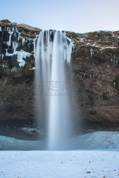 seljalandsfoss waterfall,冰岛国,长时间曝光,垂直画幅,地形,雪,瀑布,无人,户外,冰