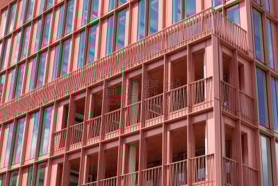 现代,建筑,十字形,安全护栏,英皇十字街,总部大楼,粉色,办公室,水平画幅,无人