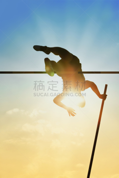 撑杆跳,光,背面视角,芭蕾扶手,男子的田赛项目,垂直画幅,体育场,天空,风,户外