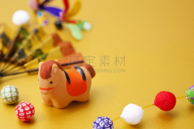 新年,小雕像,马,马年,折扇,可折叠的,十二生肖,留白,黄金,水平画幅