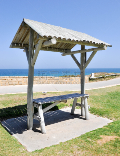 科茨洛海滩,野餐,垂直画幅,水,天空,野餐桌,西澳大利亚,座位,无人,north cottesloe