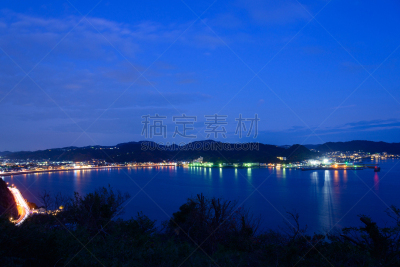 夜晚,日本,神奈川县,叶山,逗子市,天空,美,半岛,水平画幅,无人