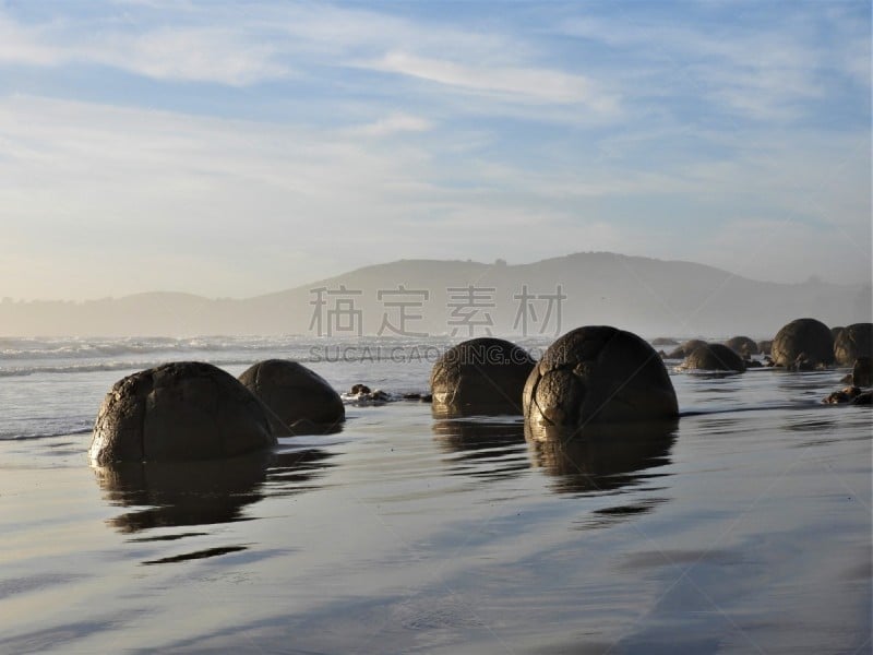 摩拉基大圆石,新西兰,天空,沙子,夏天,oamaru,海滩,风景,新西兰南岛,岩石