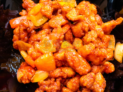 碗,咕噜鸡,特写,黑色,清新,食品,排骨,东方食品,椒类食物,酱汁