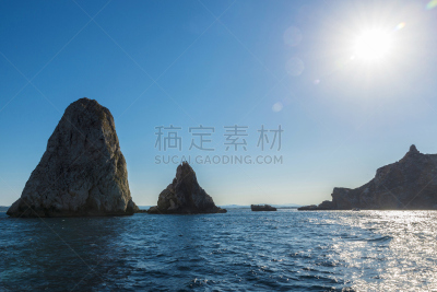 岩石,贫瘠的,岛,西班牙,水,天空,群岛,休闲活动,水平画幅,无人