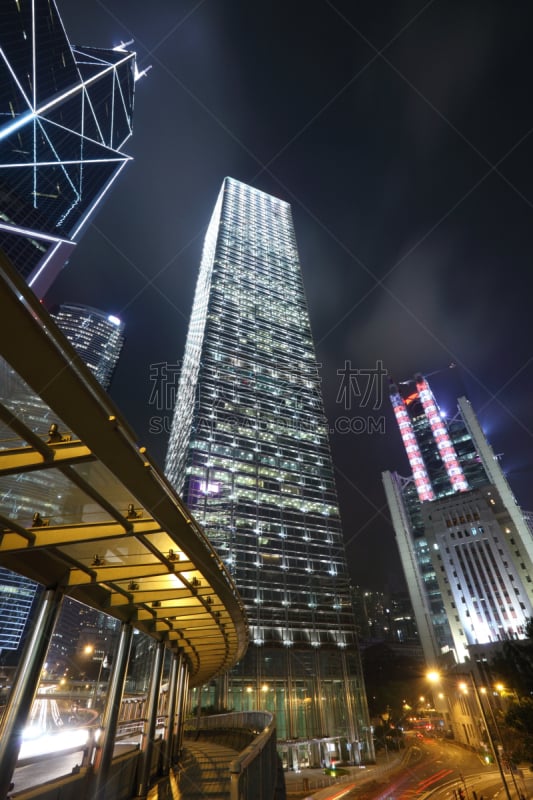 中环,长江中心,金钟,垂直画幅,未来,夜晚,前灯,都市风景,现代,国际著名景点