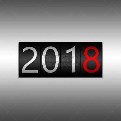 计程表,红色,2018,新年前夕,白色,黑色,高雅,数字,灰色背景,设计
