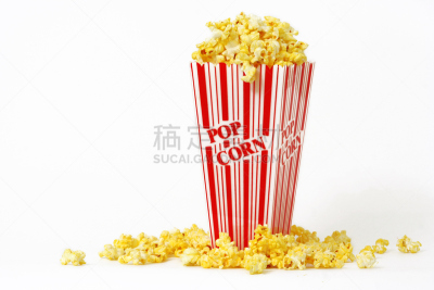 爆米花,大桶,细条纹布料,放气的,清新,背景分离,香料,食品,食盐,堆