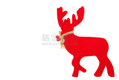 红鼻子驯鹿,留白,水平画幅,无人,背景分离,鹿,圣诞装饰,白色,圣诞装饰物