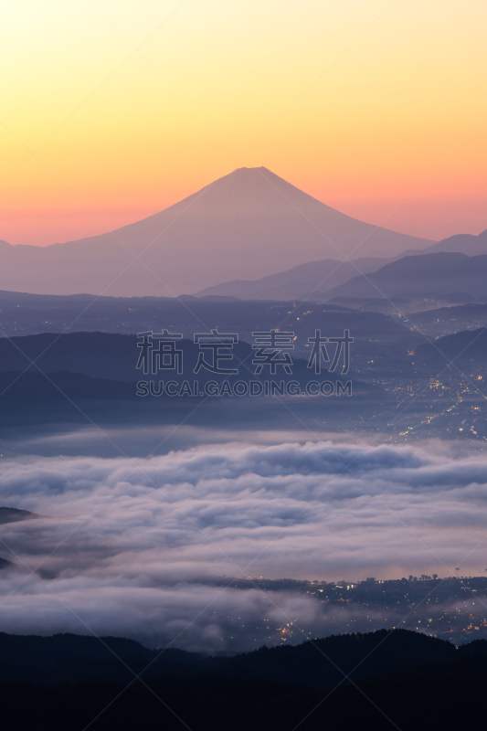 富士山,风景,雾,山,长野县,日本,早晨,苏瓦湖,海洋,苏格兰高地