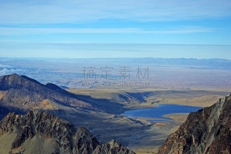 风景,拉巴斯,在上面,天空,水平画幅,雪,无人,户外,云景,玻利维亚