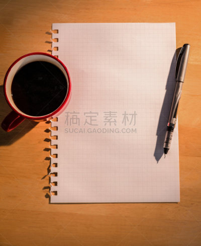 方格纸,咖啡,水笔,在上面,空的,图表,热饮,杯,茶碟,居家装饰