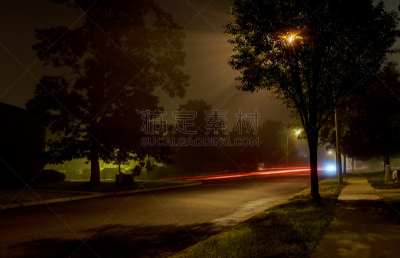 夜晚,空的,雾,城市,有包装的,市区路,运动模糊,公寓,发光,照亮