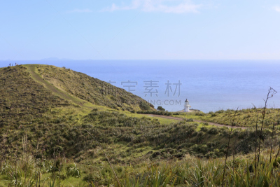 新西兰,cape reinga,灯塔楼,水平画幅,沙丘,无人,建筑外部,户外,太平洋