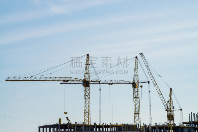 天空,建筑业,建筑工地,蓝色,城市,起重机,巨大的,图像,背景聚焦,设计