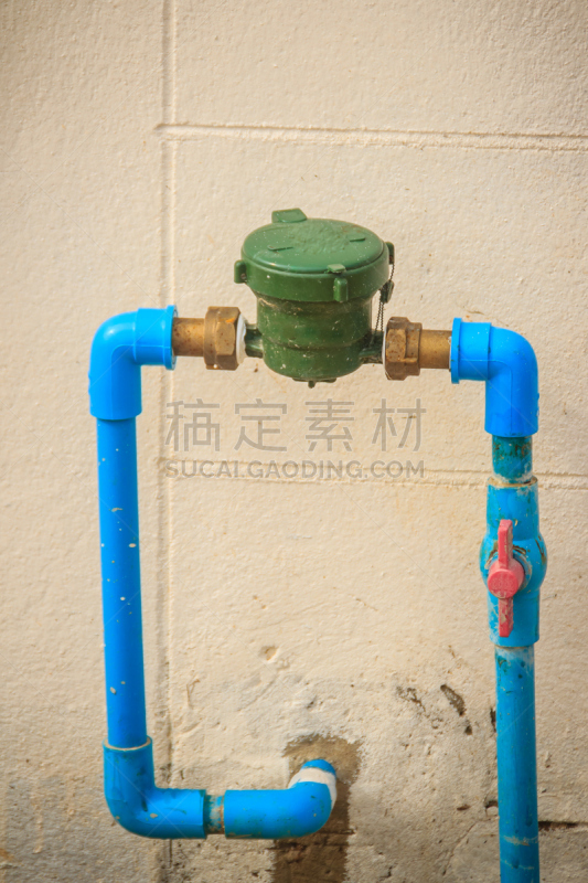 水,蓝色,水表,聚氯乙稀,青铜,导管连接器,管道,红松,围墙,安装