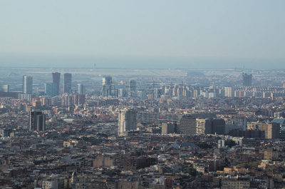 巴塞罗那,在上面,航拍视角,蒙锥克城堡,近景,旅行者,都市风景,国际著名景点,长方形会堂,运动