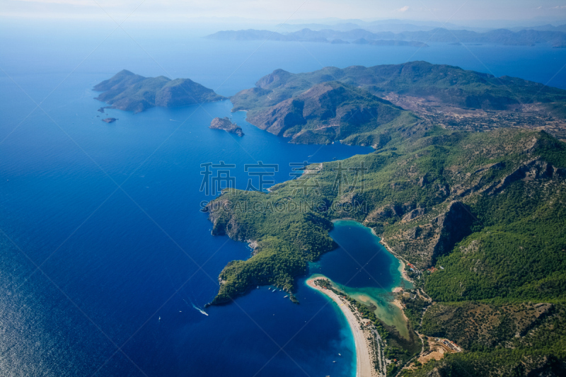 水,天空,美,水平画幅,无人,夏天,俄鲁丹尼斯,海滩,山,风景