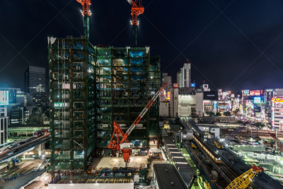 东京,涉谷区,夜晚,水平画幅,地形,建筑工地,无人,日本,户外,观光船