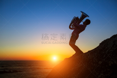 大号,音乐人,海洋,非凡的,海岸线,岩石,艺术家,风,艺术,水平画幅