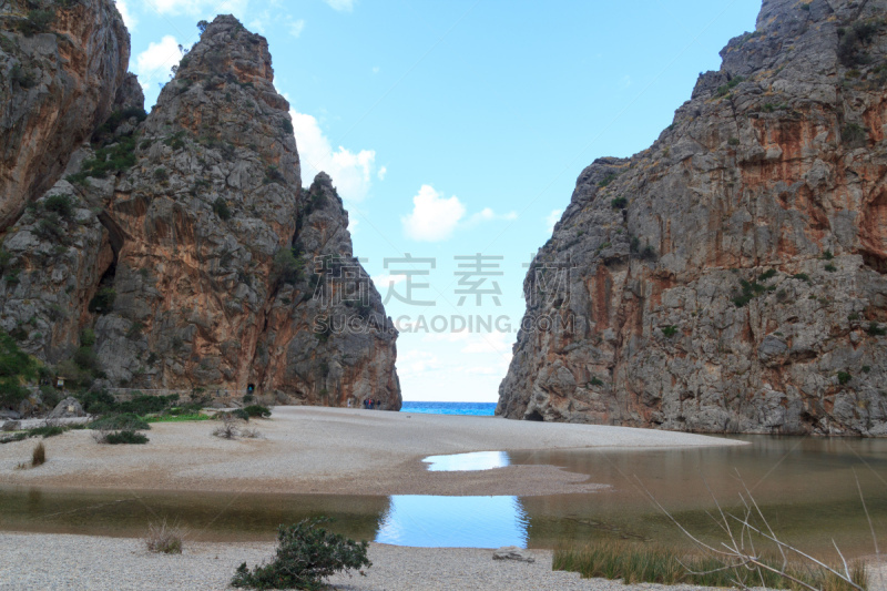 马略卡,地中海,西班牙,峡谷,海滩,特拉华,sierra de tramuntana,天空,水平画幅,无人