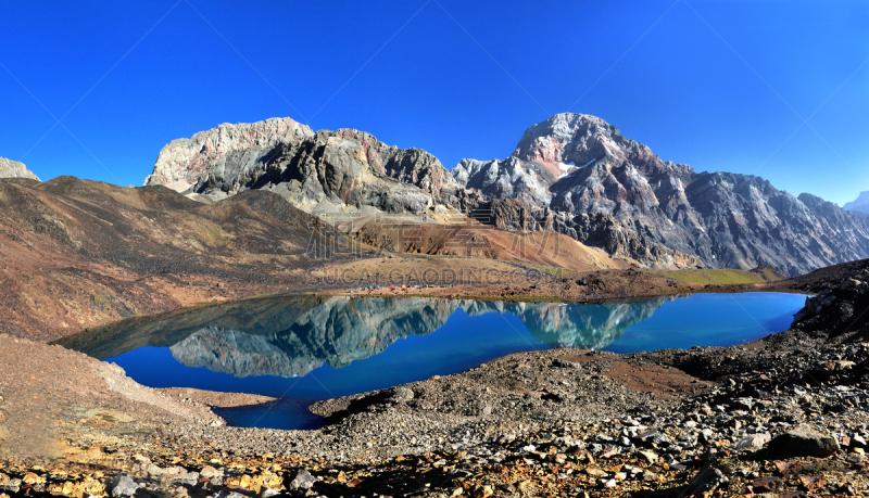 全景,坎诺比奥,塔吉克斯坦,水,天空,水平画幅,早晨,户外,湖,图像