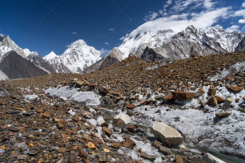 保特罗冰川,巴基斯坦,徒步旅行,云,在上面,山,乔戈里峰,天使的峰值,斯卡都,吉尔吉特