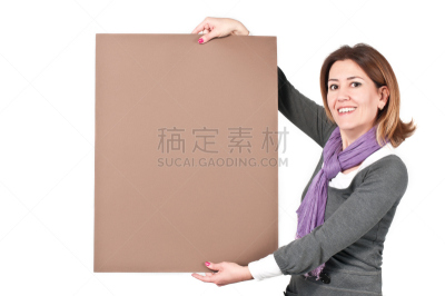 女人,标志,巨大的,褐色,留白,仅成年人,专业人员,布告,布告栏