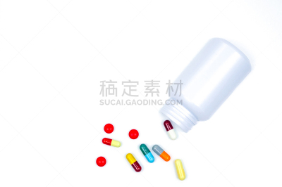 白色背景,健康保健,胶囊,背景分离,概念,分离着色,文档,药瓶