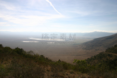恩格罗恩格罗保护区,非洲,坦桑尼亚,天空,泥土,野外动物,干的,湖,草,山脊