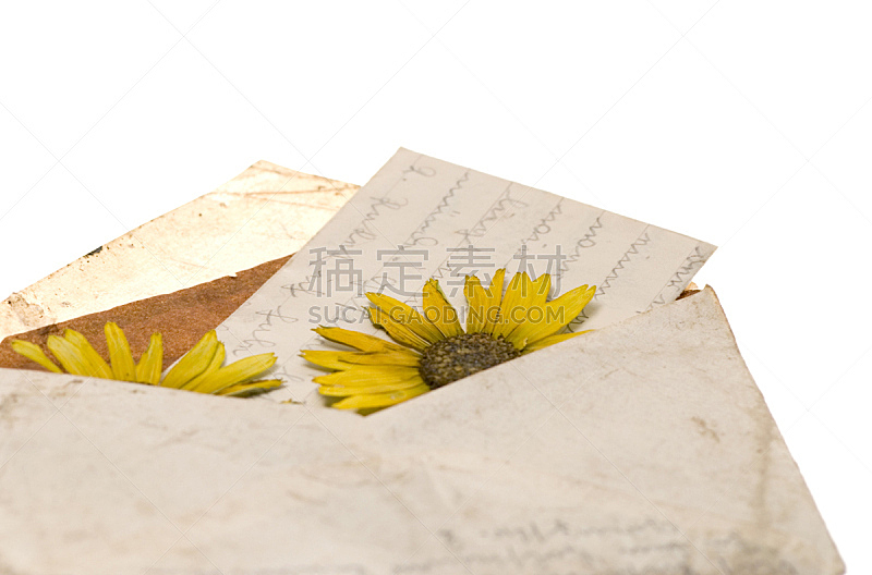 信函,自然,水平画幅,无人,古老的,古典式,浪漫,文字,干的,信封