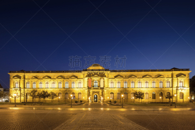 茨温格尔宫,塞姆佩尔歌剧院,夜晚,德累斯顿,歌剧院,画廊,萨克森,美术工艺,部落艺术,曙暮光