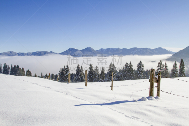 冬天,水平画幅,雪,户外,逆温层,山脉,木桩,安静,山,深雪