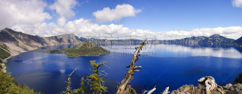 俄勒冈州,火山湖,全景,水,美,俄勒冈郡,公园,水平画幅,无人,火山地形