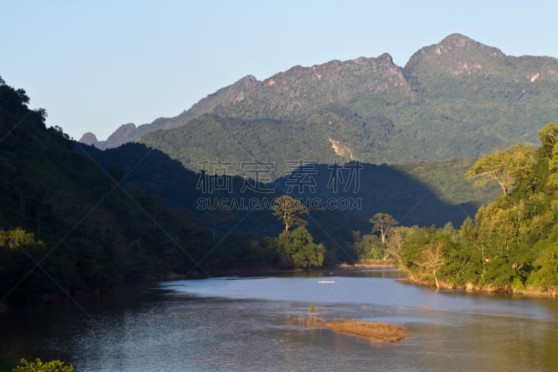 乡村,河流,迪言高原,班尼特蝴蝶鱼,水平画幅,无人,视角,东南亚半岛,印度尼西亚,摄影