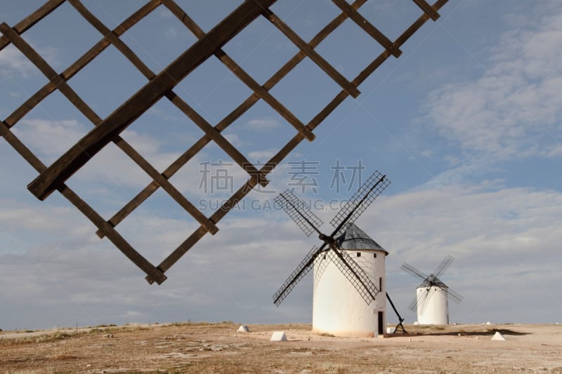 西班牙,格瑞纳达-雷阿尔城,克里普塔纳,现代风车,风,水平画幅,山,能源,无人,白色