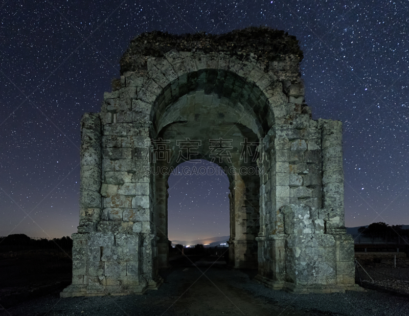 纪念碑,古代文明,星系,花岗石的,水平画幅,星星,夜晚,无人,古老的,星云