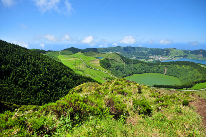 森林,湖,自然,水平画幅,大西洋群岛,户外,火山湖,火山,活火山,圣米高岛