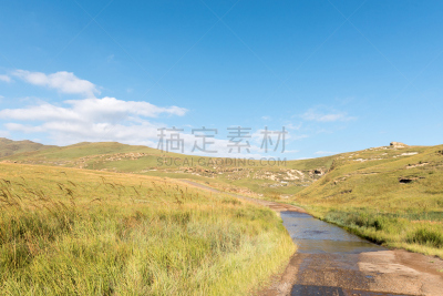路,金门高地国家公园,水坝,奥兰治自由邦,堤道,天空,褐色,水平画幅,山,无人
