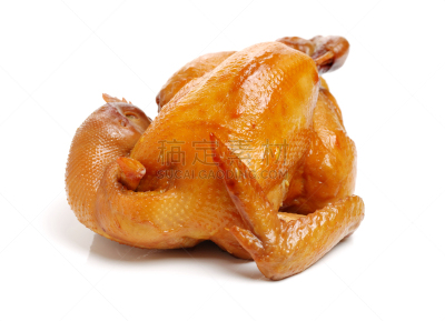 烤鸡,白色背景,分离着色,格子烤肉,煎鸡肉,水平画幅,高视角,无人,家禽,鸟类