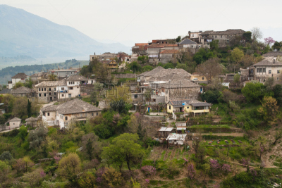 吉洛卡斯塔,阿尔巴尼亚,农场,视角,在上面,旅游目的地,水平画幅,山,无人,欧洲