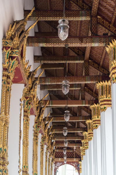 泰国,曼谷,走廊,寺庙殿堂,小乘佛教,金叶,玉佛寺,垂直画幅,高视角,无人
